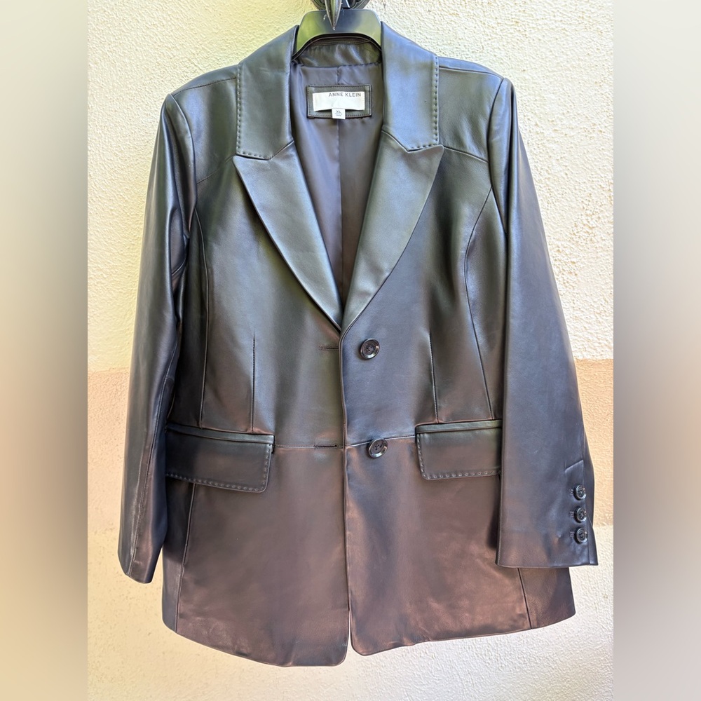Anne Klein 100% genuine Black Leather Blazer